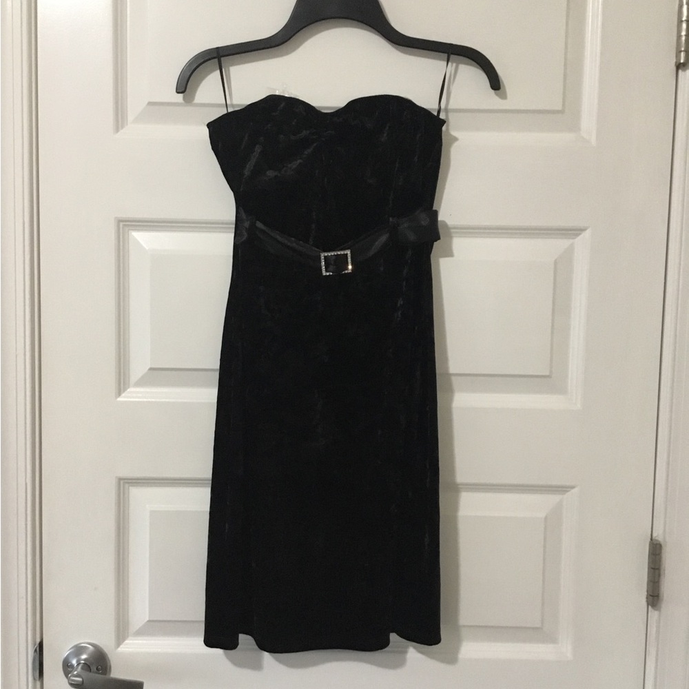 Guess (by Marciano) Black Crushed Velvet Cocktail Dress Strapless Size Large